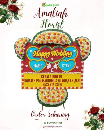 Karangan Papan Bunga Pernikahan di Pane